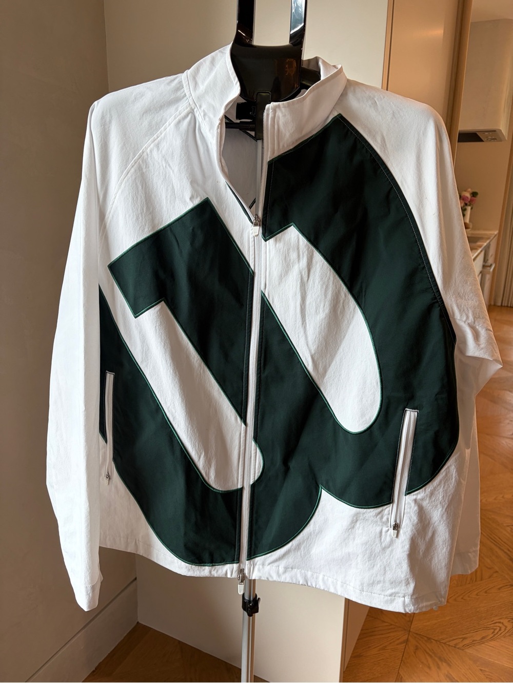 Kith Wilson White Jacket with Dark Green Graphic Zip-Front